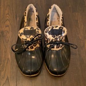 Leopard Sperry Rain Shoes